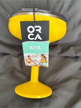 ORCA Rita 13oz Insulated Margarita Glass sunflower, yellow, stainless steel NWT